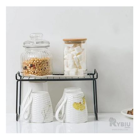 Estante Ideal para Platos Perfecto en Color Negro Y+Stickers