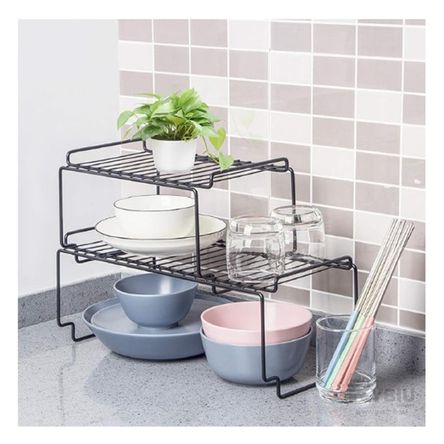 Estante Apilable con Capas de Proteccion en Tono Negro