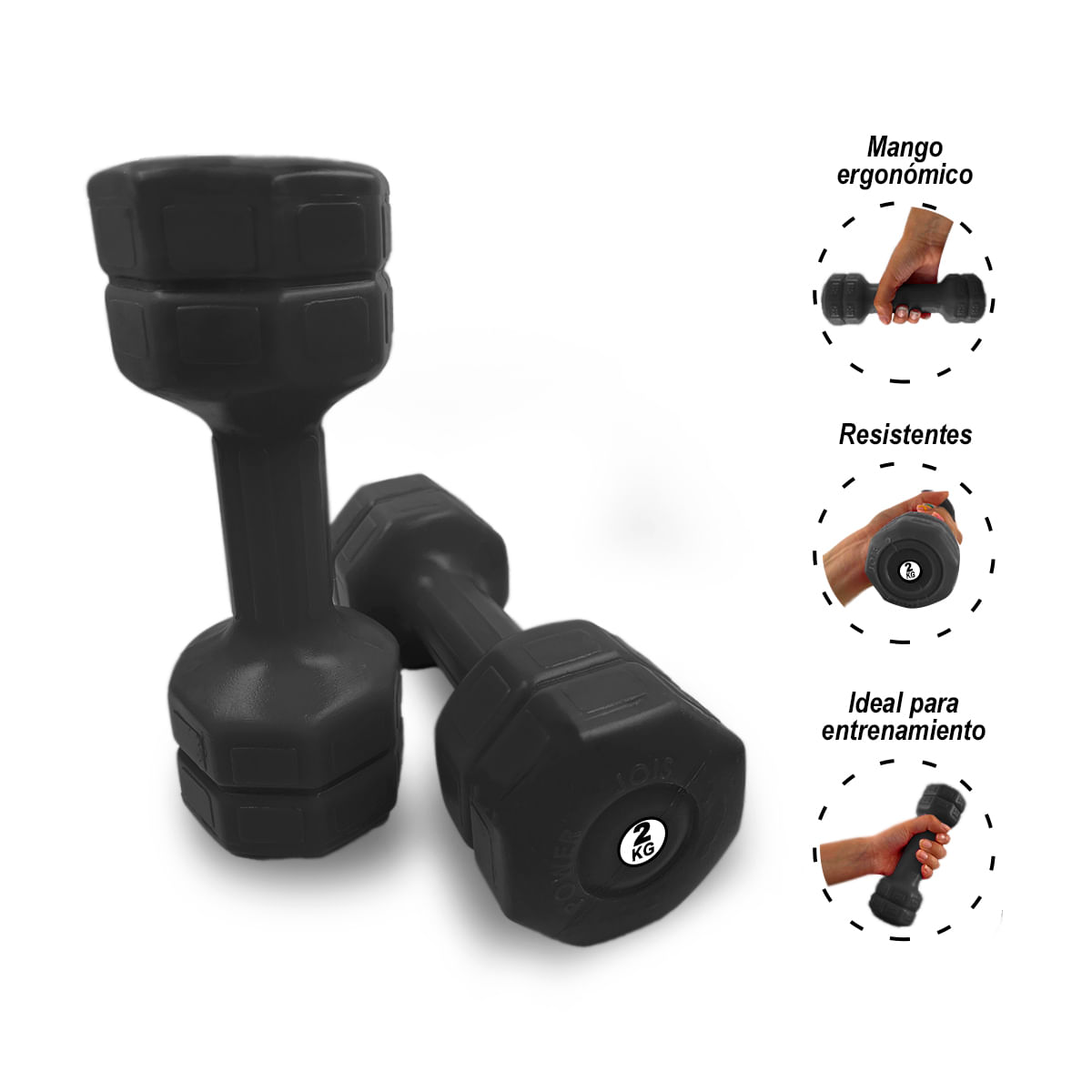Mancuernas Negras 2 Kg
