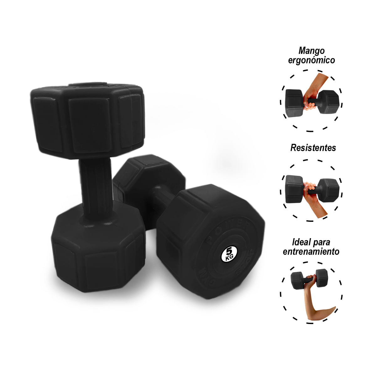 Mancuernas Negras 5 Kg