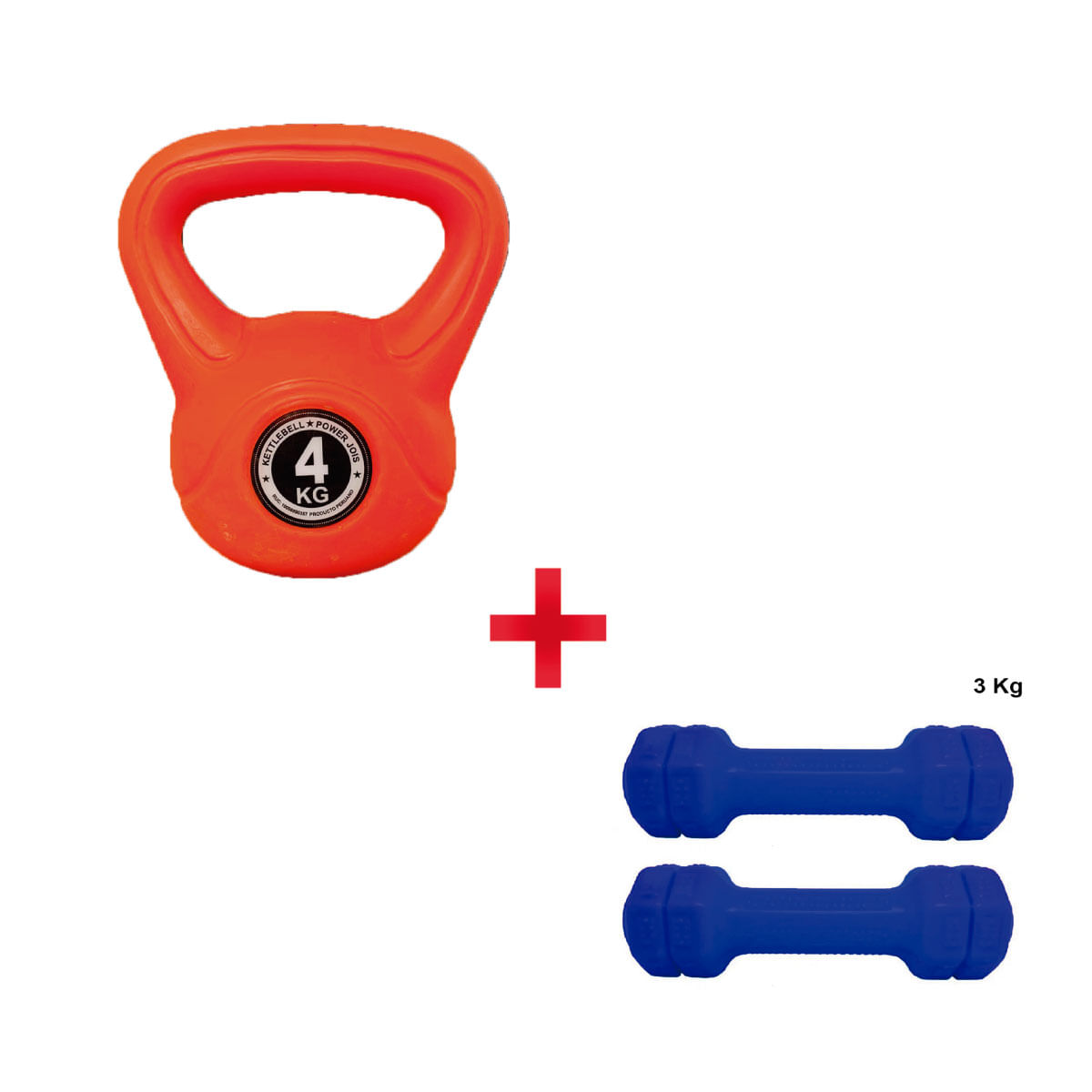 Pesa Rusa 4kg Anaranjada + Mancuernas 3kg