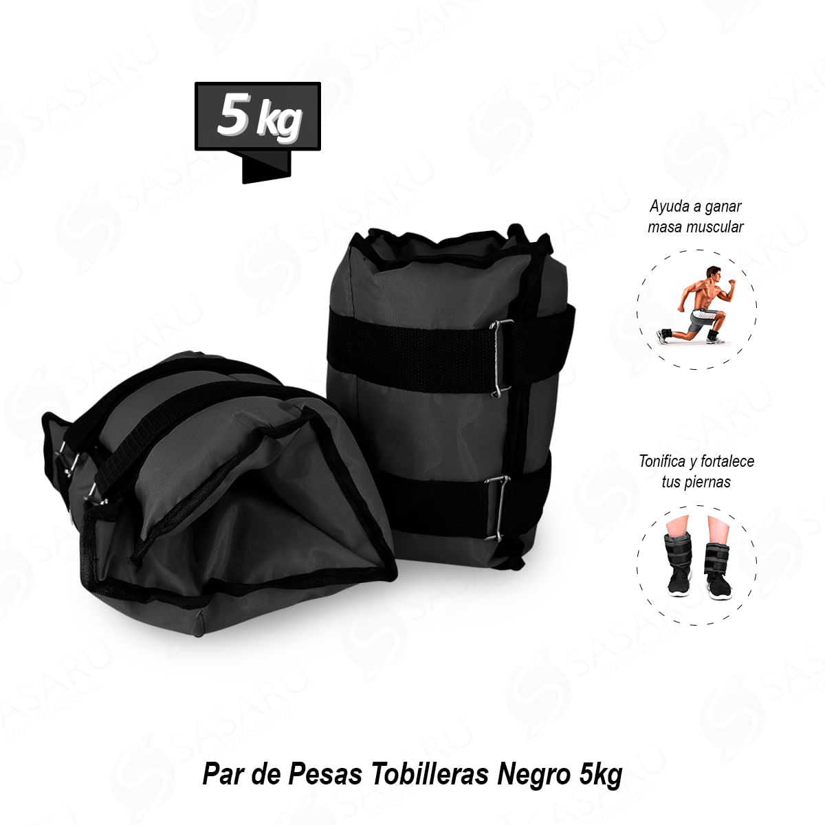 Par de Pesas Tobilleras Negro 5kg