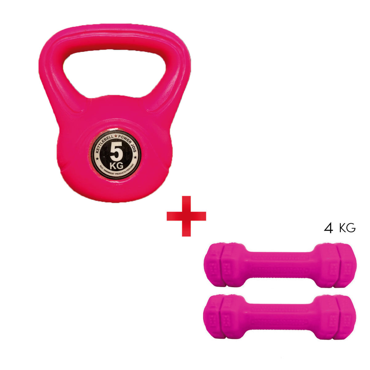 Pesa Rusa 5kg Rosada + Mancuernas 4kg