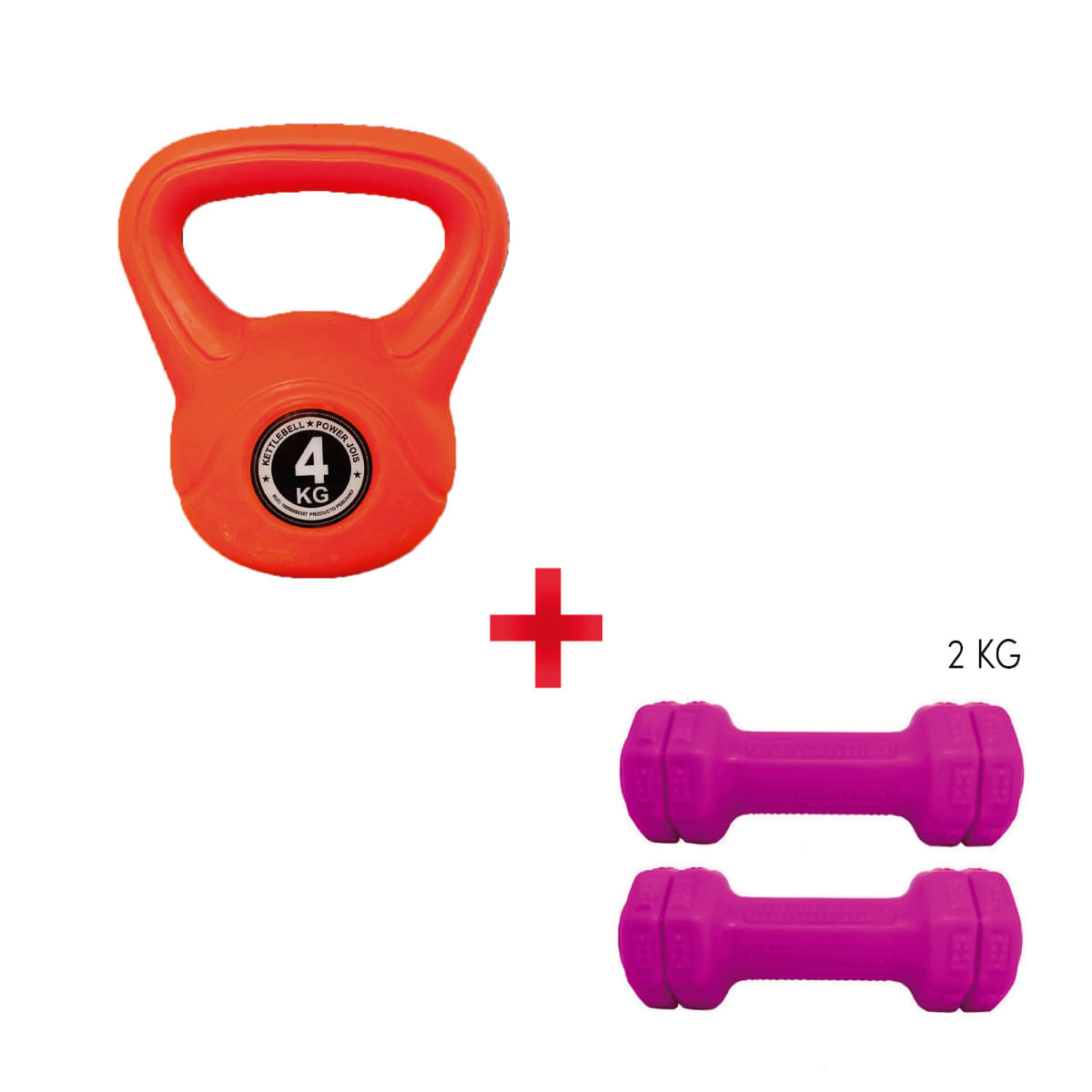 Pesa Rusa 4kg Anaranjada + Mancuernas 2kg