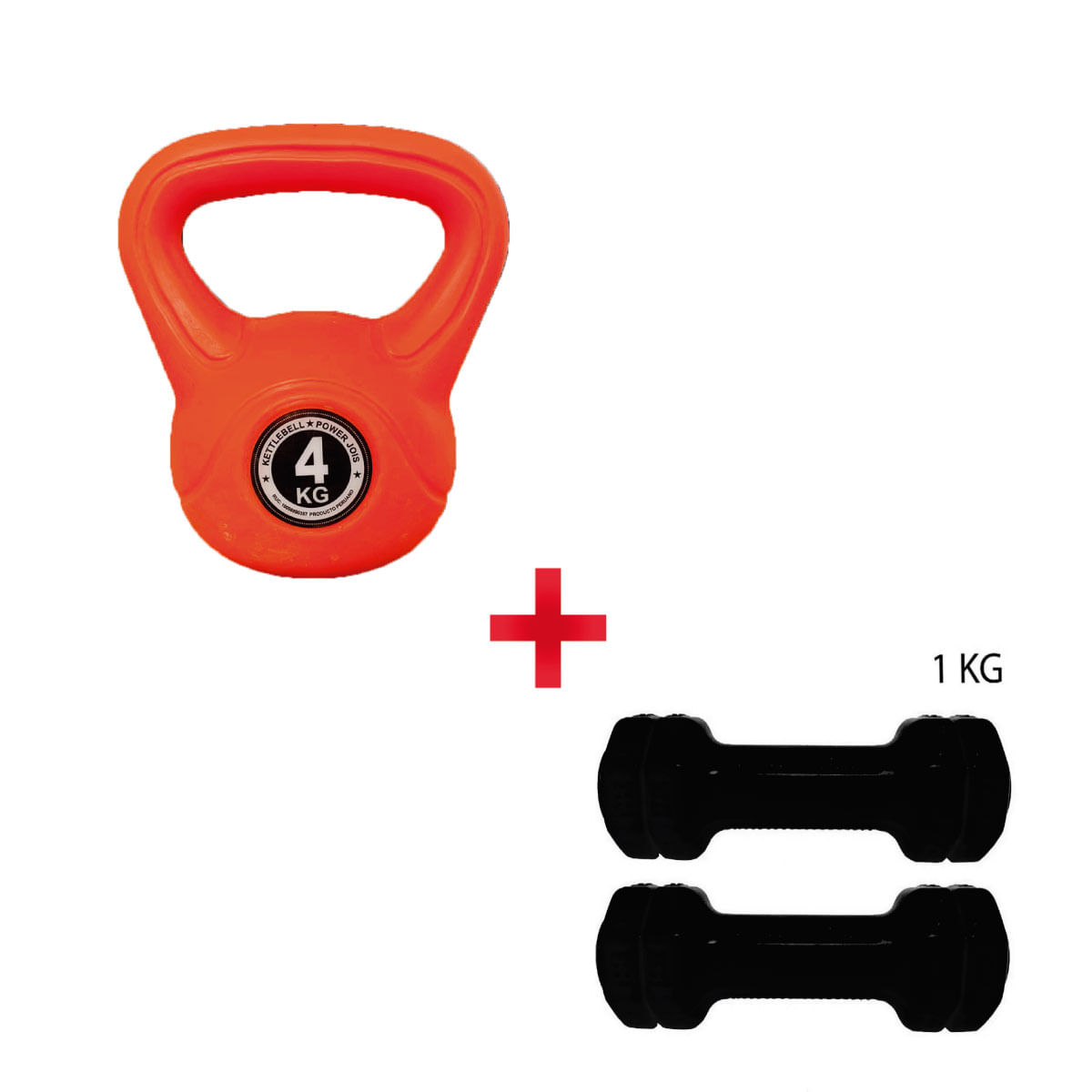 Pesa Rusa 4kg Anaranjados + Mancuernas 1kg