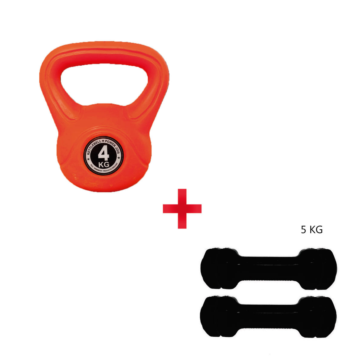 Pesa Rusa 4kg Anaranjada + Mancuernas 5kg