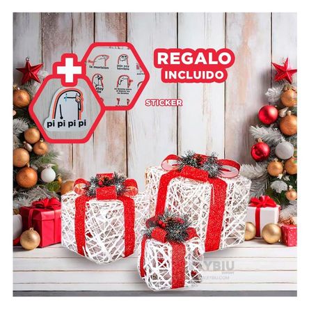 Caja con Luces para Regalo en Blanco Y+Regalo Stickers Caja con Luces para Regalo en Blanco Y+Regalo Stickers
