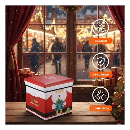 Caja Organizadora con Tapa Papa Noel Regalo en Rojo Caja Organizadora con Tapa Papa Noel Regalo en Rojo