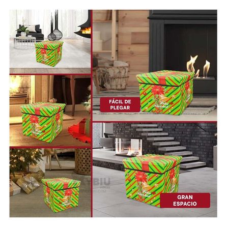 Caja Organizadora con Tapa de Rayas con Campana en Verde