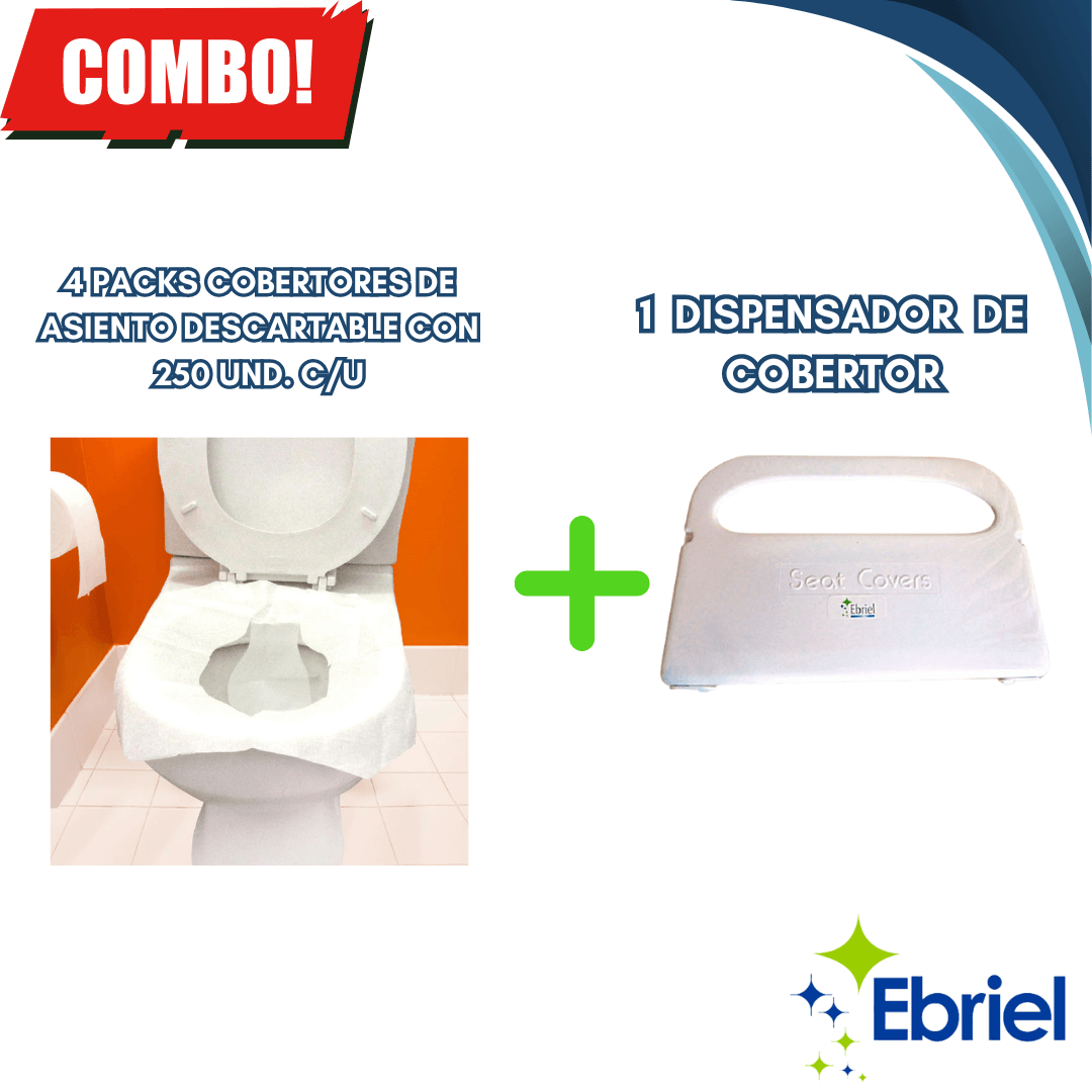 4 PACKS COBERTORES DE ASIENTO DESCARTABLE CON 250 UND. C/U + 1 DISPENSADOR DE COBERTOR