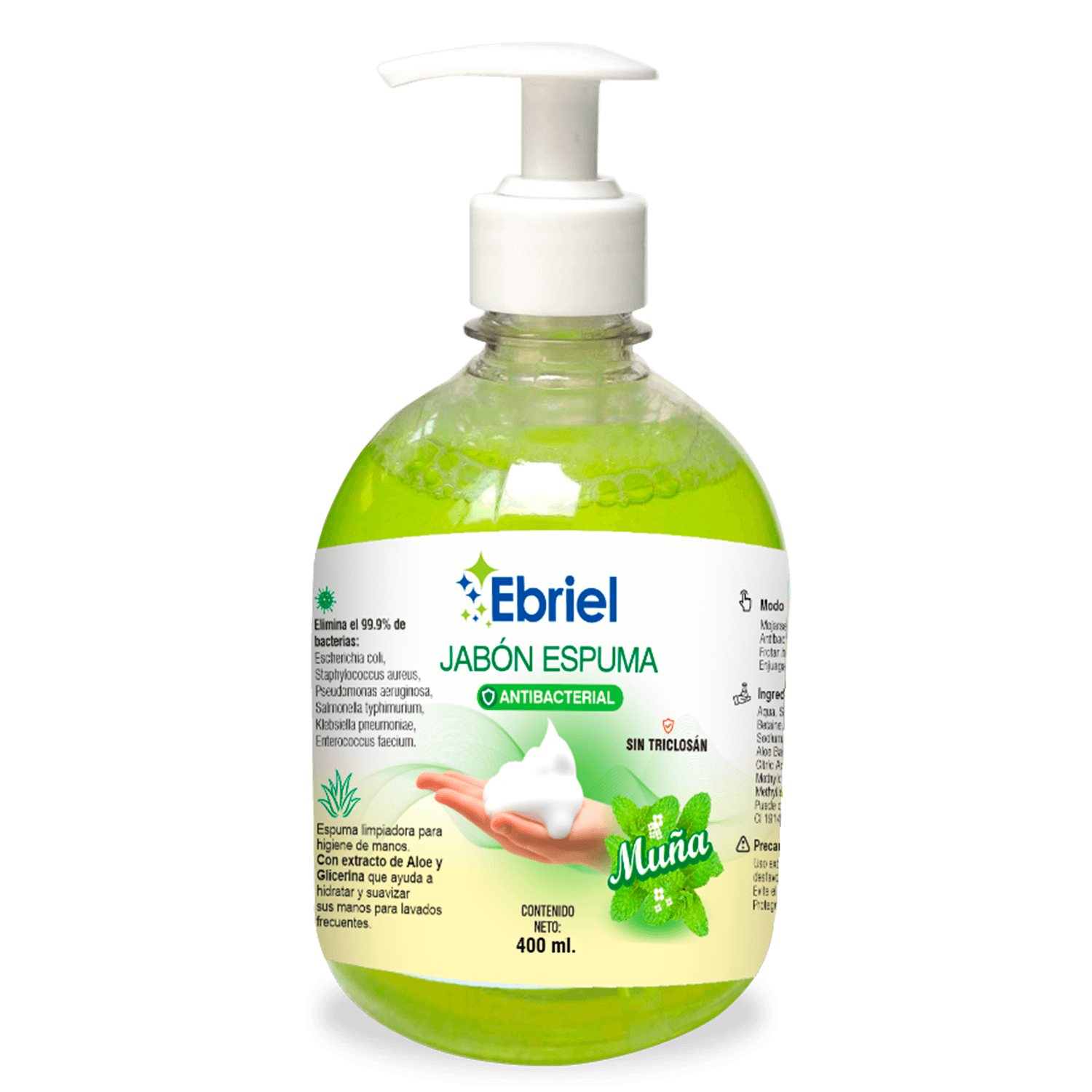 JABON ANTIBACTERIAL ESPUMA MUÑA EBRIEL FRASCO 400 ML