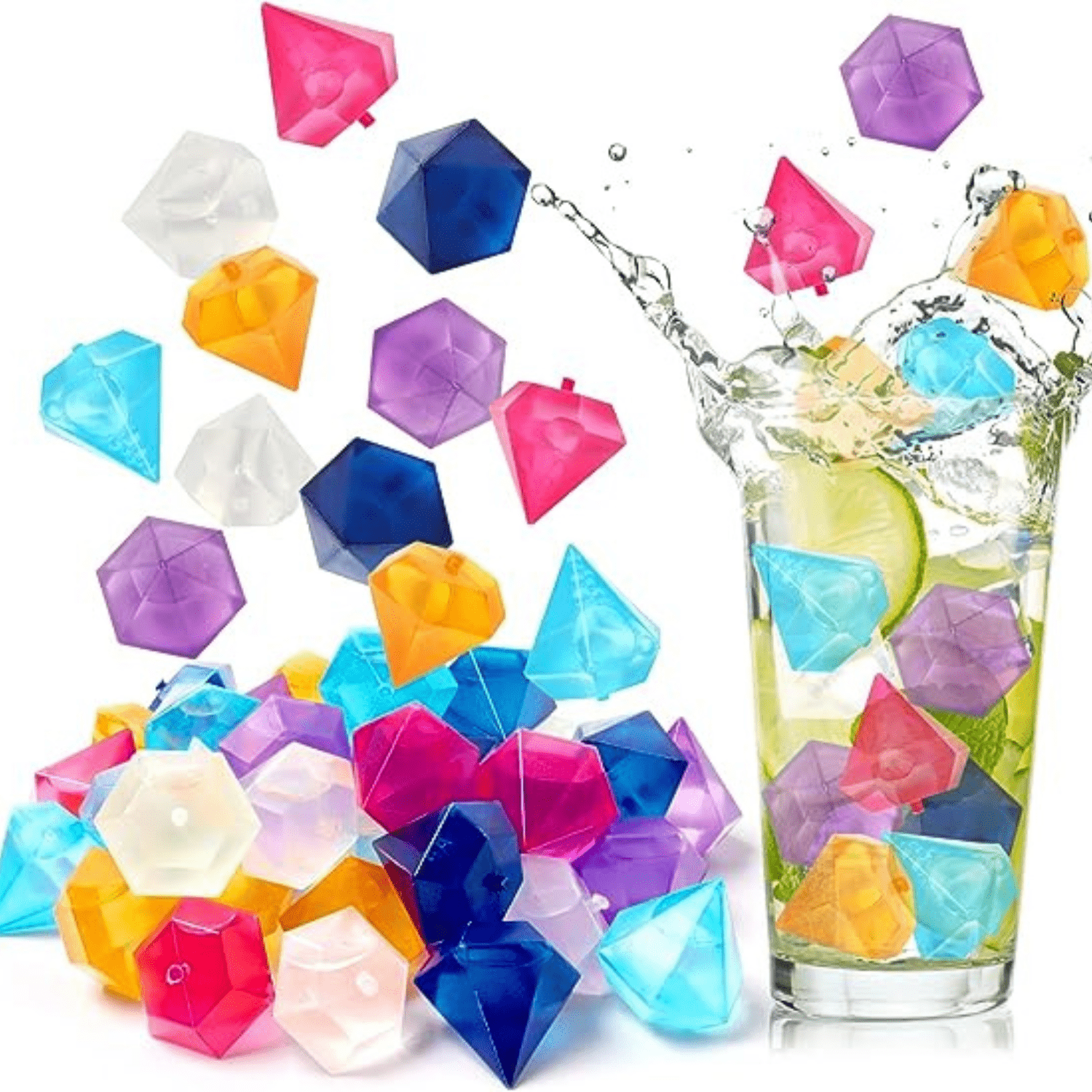 Cubos de Hielo de Colores Reutilizable Diamante10Unid