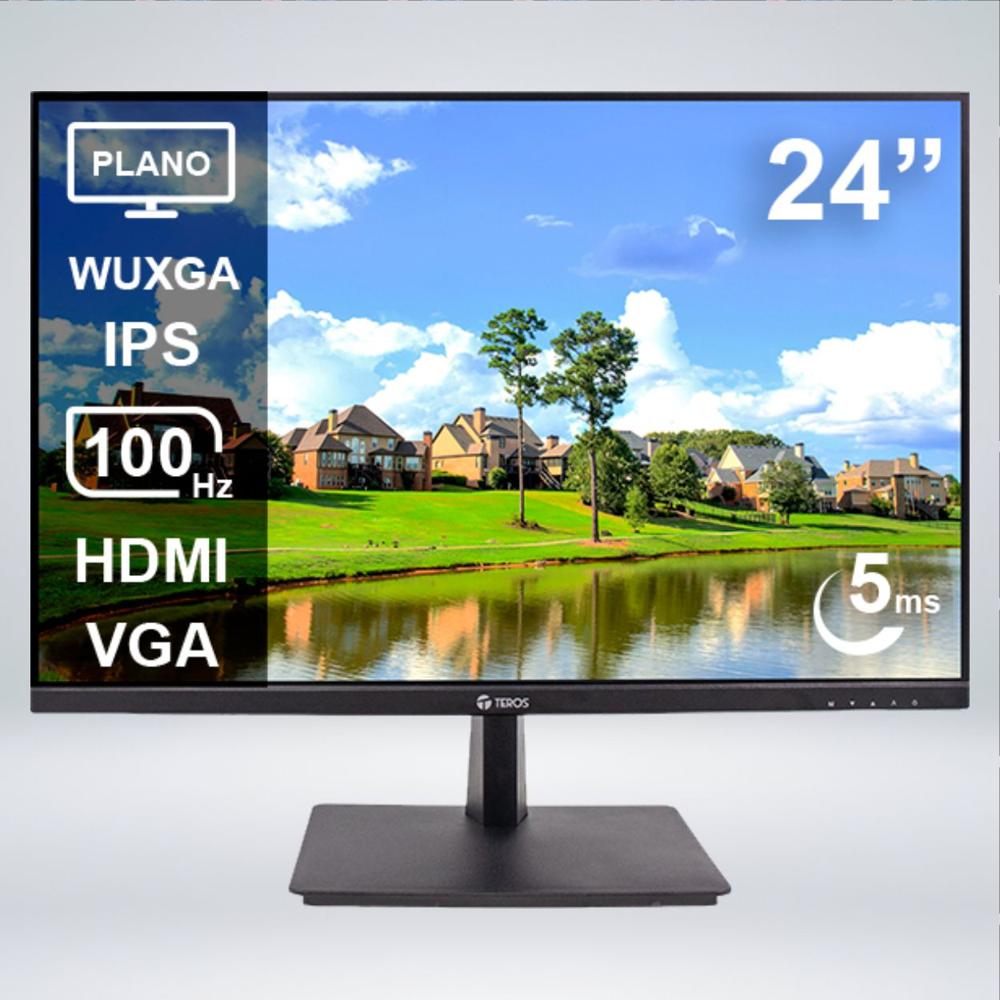 MONITOR PLANO TEROS TE-2420CS 24 WUXGA IPS 100HZ 5MS HDMI VGA NEGRO