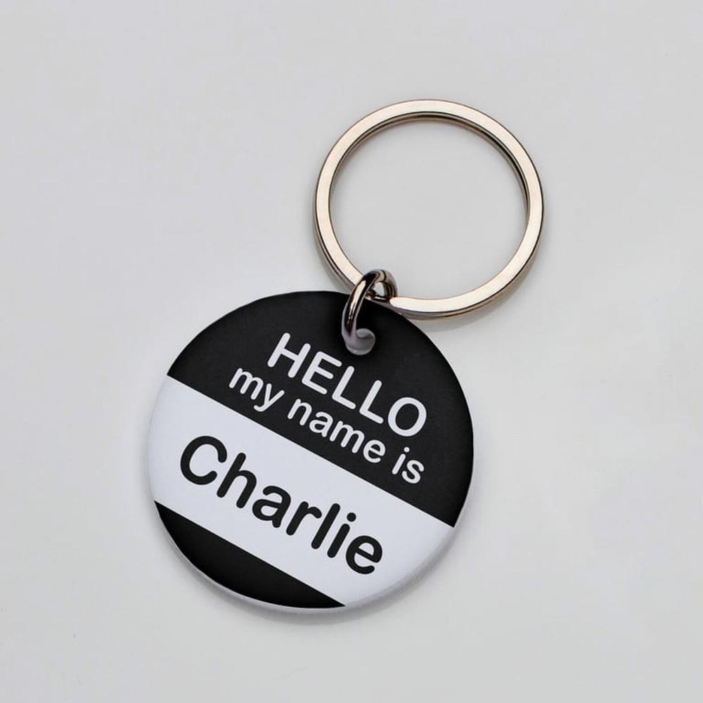 Placa de identificación perros gatos Hello Negro Placa de identificación perros gatos Hello Negro