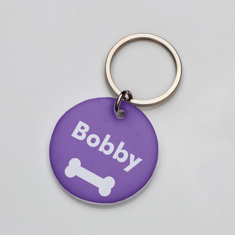 Placa de identificación perros gatos Hueso Morado Placa de identificación perros gatos Hueso Morado
