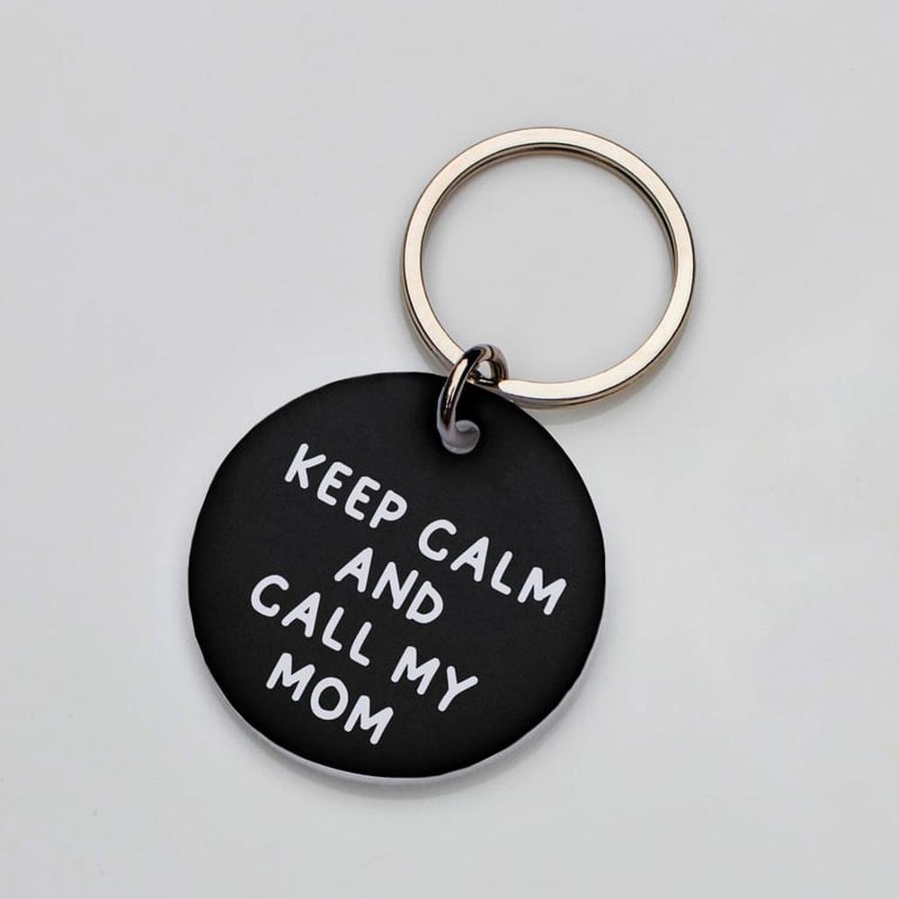 Placa de identificación perros gatos Keep Calm Mom Negro Placa de identificación perros gatos Keep Calm Mom Negro
