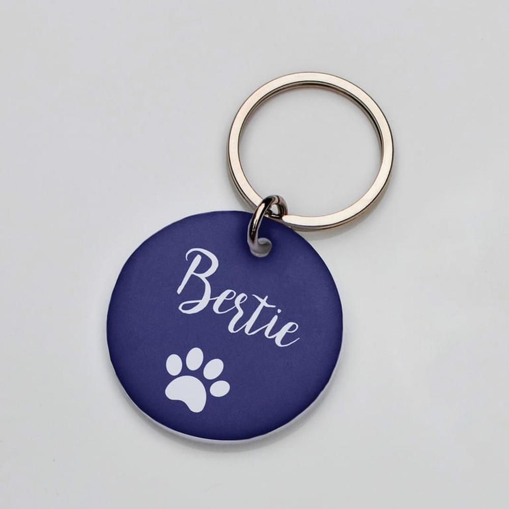 Placa de identificación perros gatos Huella Azul Placa de identificación perros gatos Huella Azul