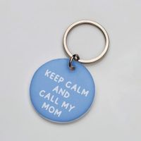 Placa de identificación perros gatos Keep Calm Mom Celeste