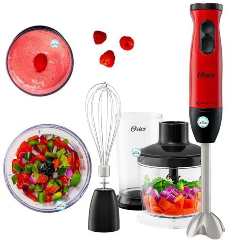 Batidora Oster de Inmersion 1 velocidad + Turbo FPSTHB460A Rojo con Negro