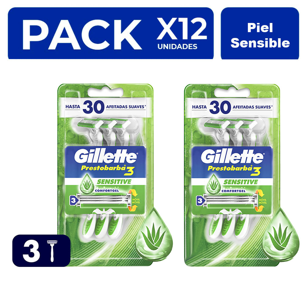 PACK X4 GILLETTE PRESTOBARBA 3 MAQUINA DE AFEITAR 3UND