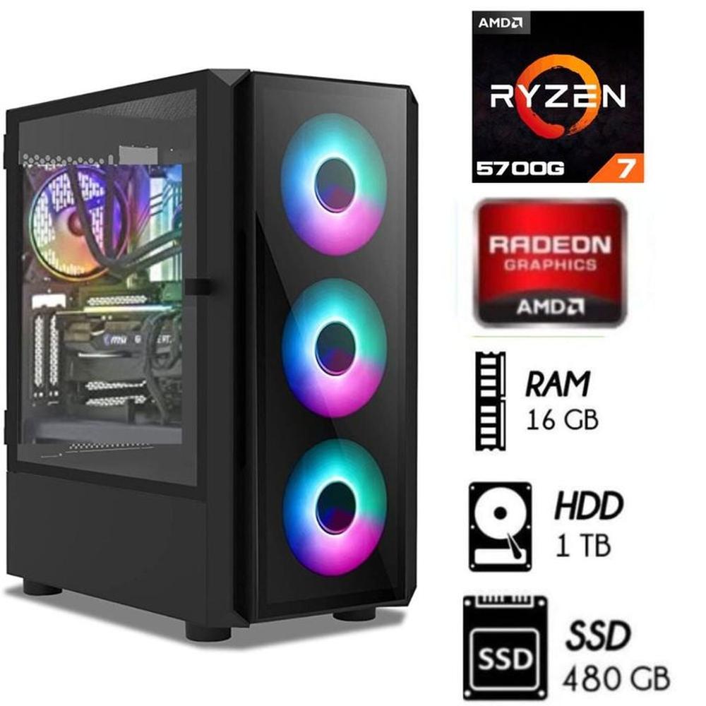 Computadora GAMER PC Ryzen 7 5700G Ram 16GB Disco 1TB +Disco SSD 480GB CASE RGB Computadora GAMER PC Ryzen 7 5700G Ram 16GB Disco 1TB +Disco SSD 480GB CASE RGB