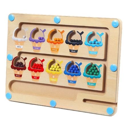 Laberinto Magnético de Colores y Números  Juguete Educativo de Madera