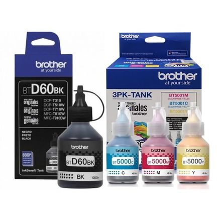 Kit Tinta Brother BT5001 3PK-TANK BTD60BK Cyan Magenta Amarillo Negro Kit Tinta Brother BT5001 3PK-TANK BTD60BK Cyan Magenta Amarillo Negro