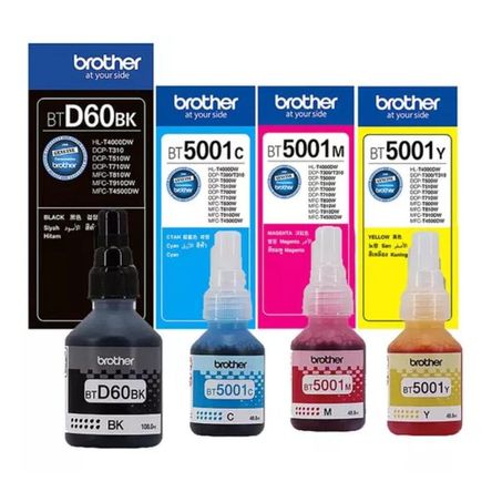 KIT de 4 Tintas Brother Btd60bk / Bt5001c / Bt5001m / Bt5001y KIT de 4 Tintas Brother Btd60bk / Bt5001c / Bt5001m / Bt5001y