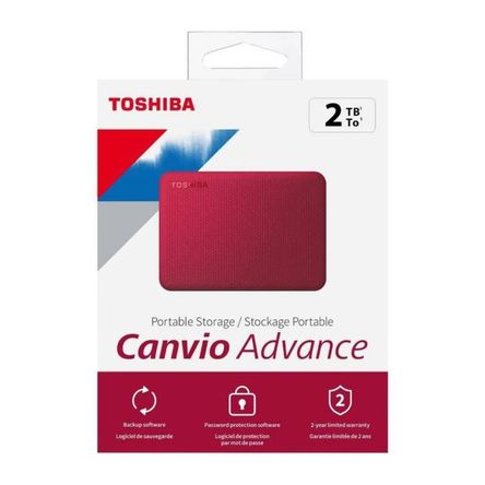 Disco Duro Externo Toshiba Canvio Advance 2TB - Rojo - Portátil Disco Duro Externo Toshiba Canvio Advance 2TB - Rojo - Portátil