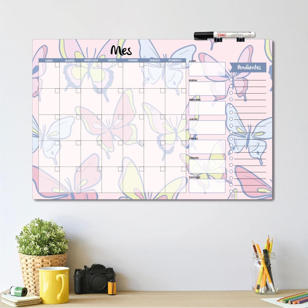 PLANNER DE ACRÍLICO AURORA TABLÚ 60X40 MES SEMANA Y PENDIENTES DISEÑO 3