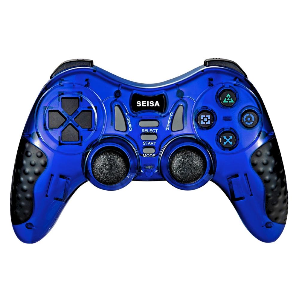 Mando Inalámbrico 2.4G 6 en 1 con Vibración y Turbo para PC y Consolas SJ-913 Azul