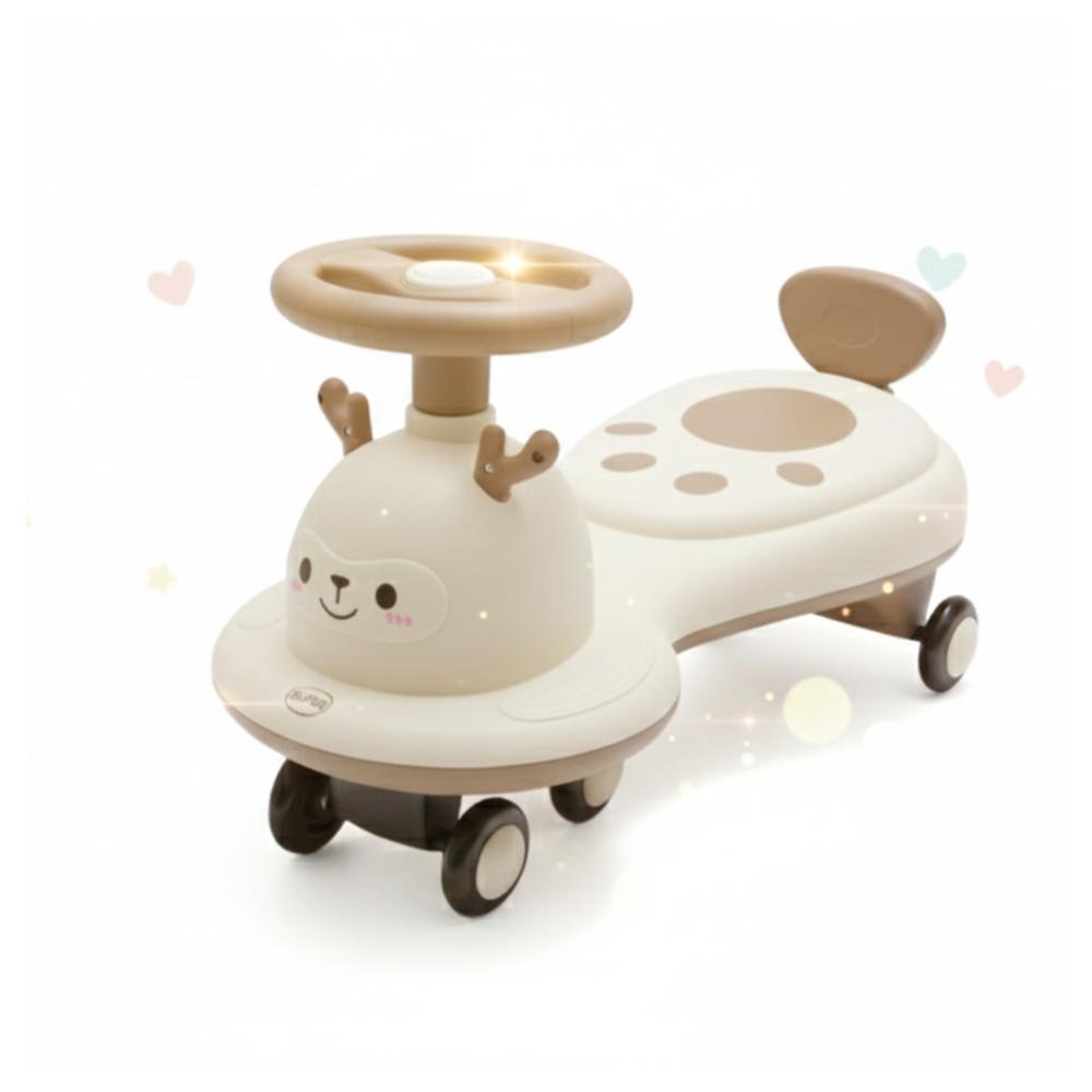 Coche Juguete para Niños Wiggle Car Giro de 360 con Ruedas Empuje Animado Marrón