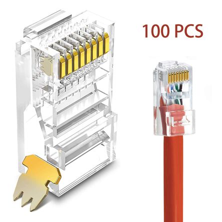 Pack 100 Conectores RJ45 de Cables Internet LAN Ethernet de Red Pack 100 Conectores RJ45 de Cables Internet LAN Ethernet de Red
