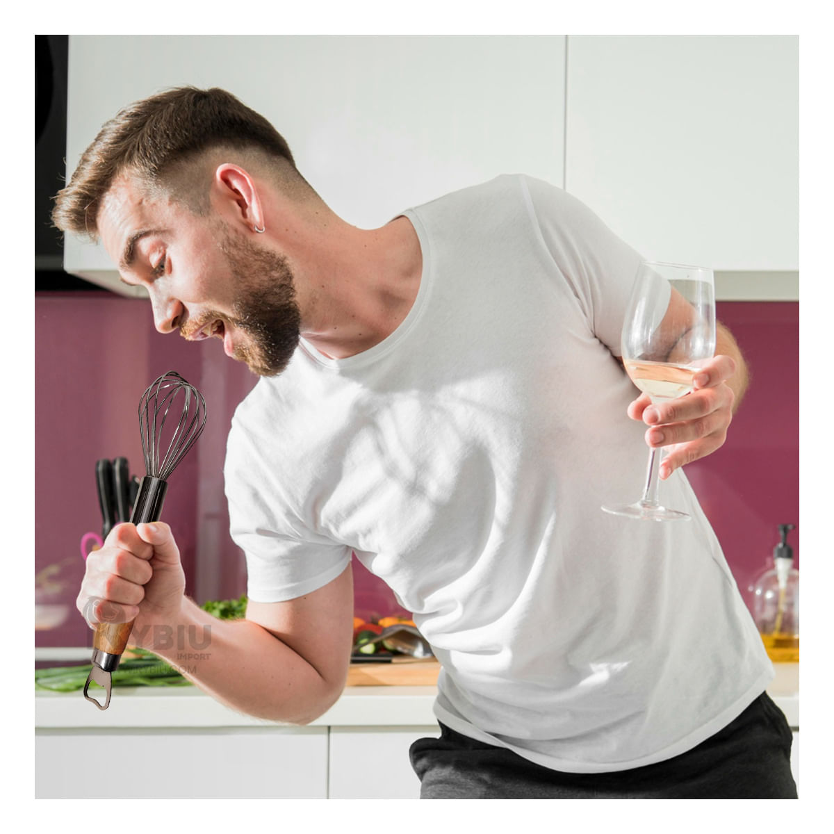 Batidora Manual y Abridor de Botellas Cód. 330059 Plateado