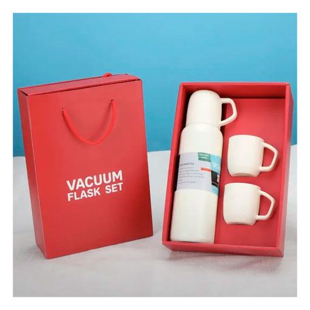 Termo Revestido con 3 Tazas en Crema Y+Agendita Termo Revestido con 3 Tazas en Crema Y+Agendita