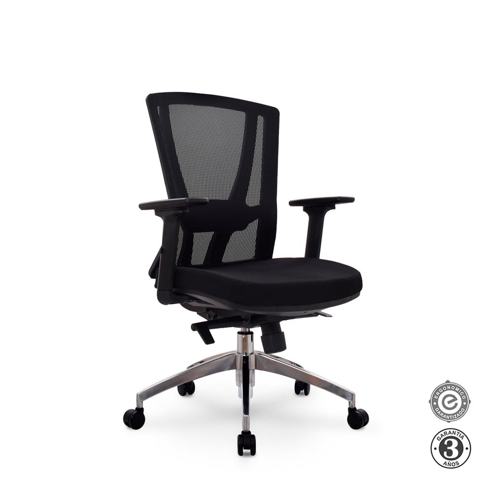 Silla Ergonómica Winner Gerente Brazos 1D Aluminio Negro Althea Confort