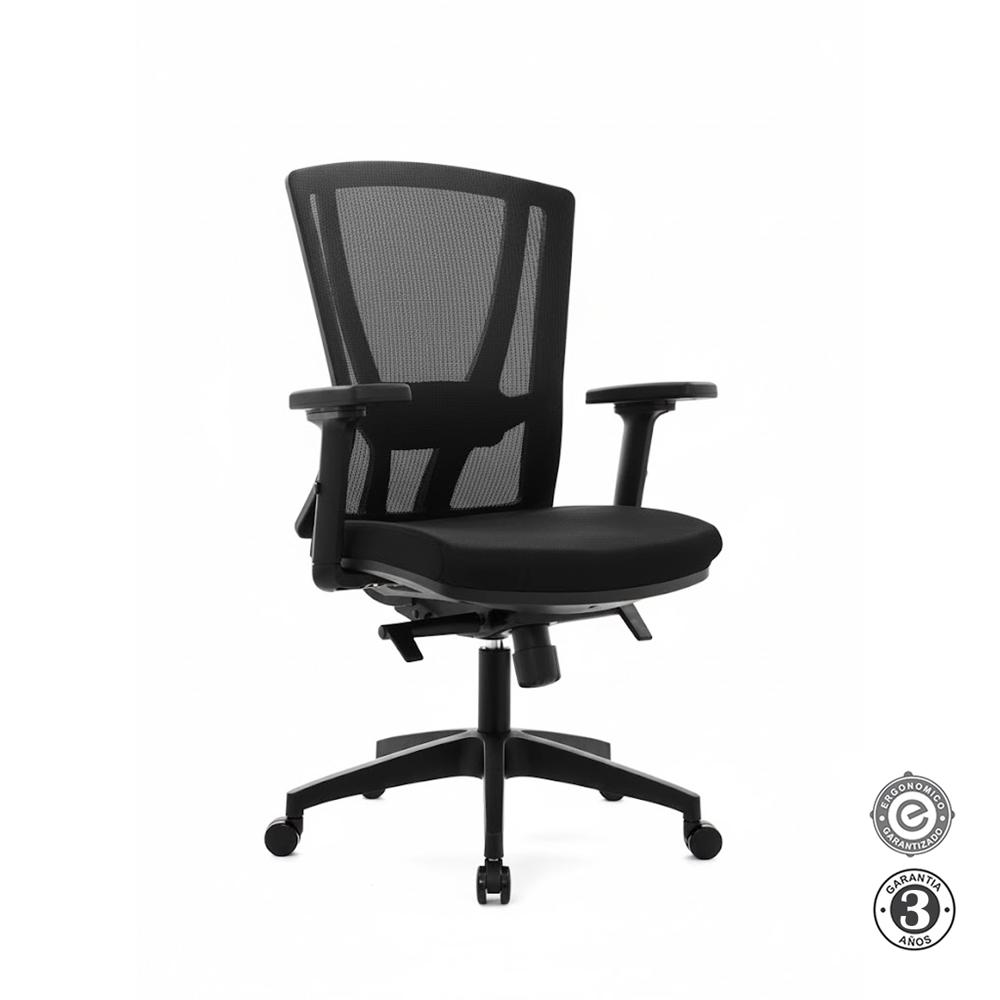 Silla Ergonómica Winner Gerente Brazos 1D Nylon Negro Althea Confort