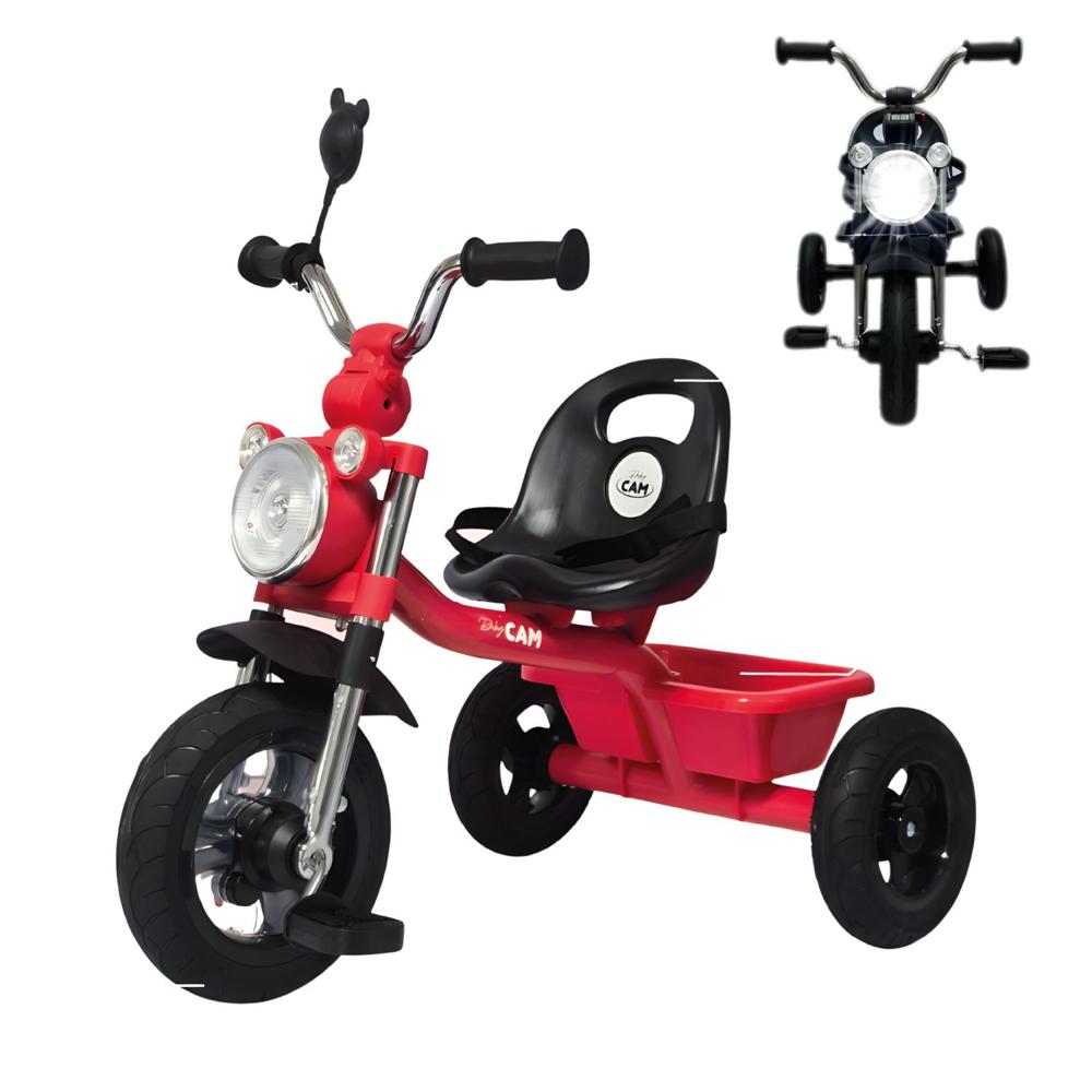 Triciclo para Niños de 1.5 a 5 Años con 3 Ruedas, Cinturón de Seguridad y Diseño Estilo Moto Rojo