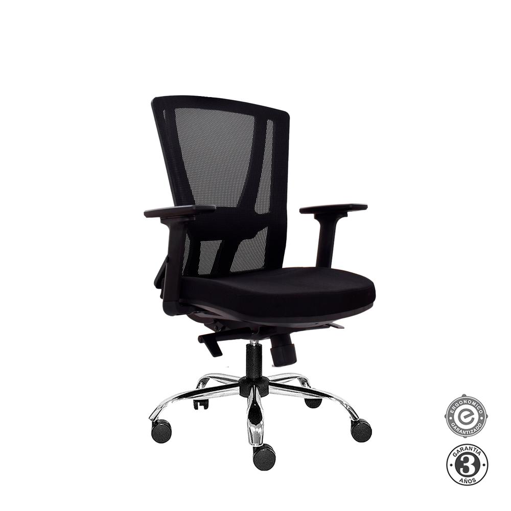 Silla Ergonómica Winner Gerente Brazos 1D Cromado Negro Althea Confort