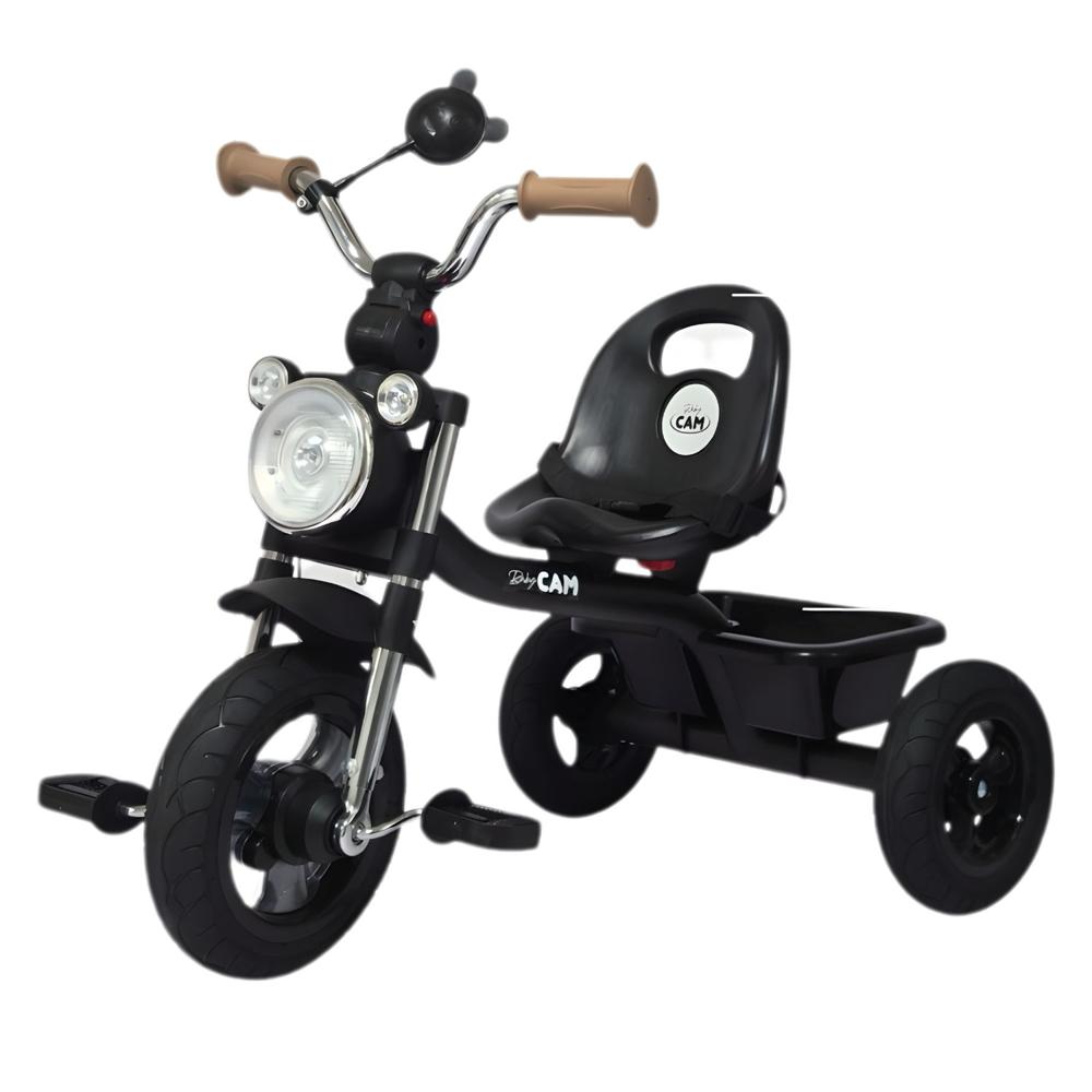 Triciclo para Niños de 1.5 a 5 Años con 3 Ruedas, Cinturón de Seguridad y Diseño Estilo Moto Negro