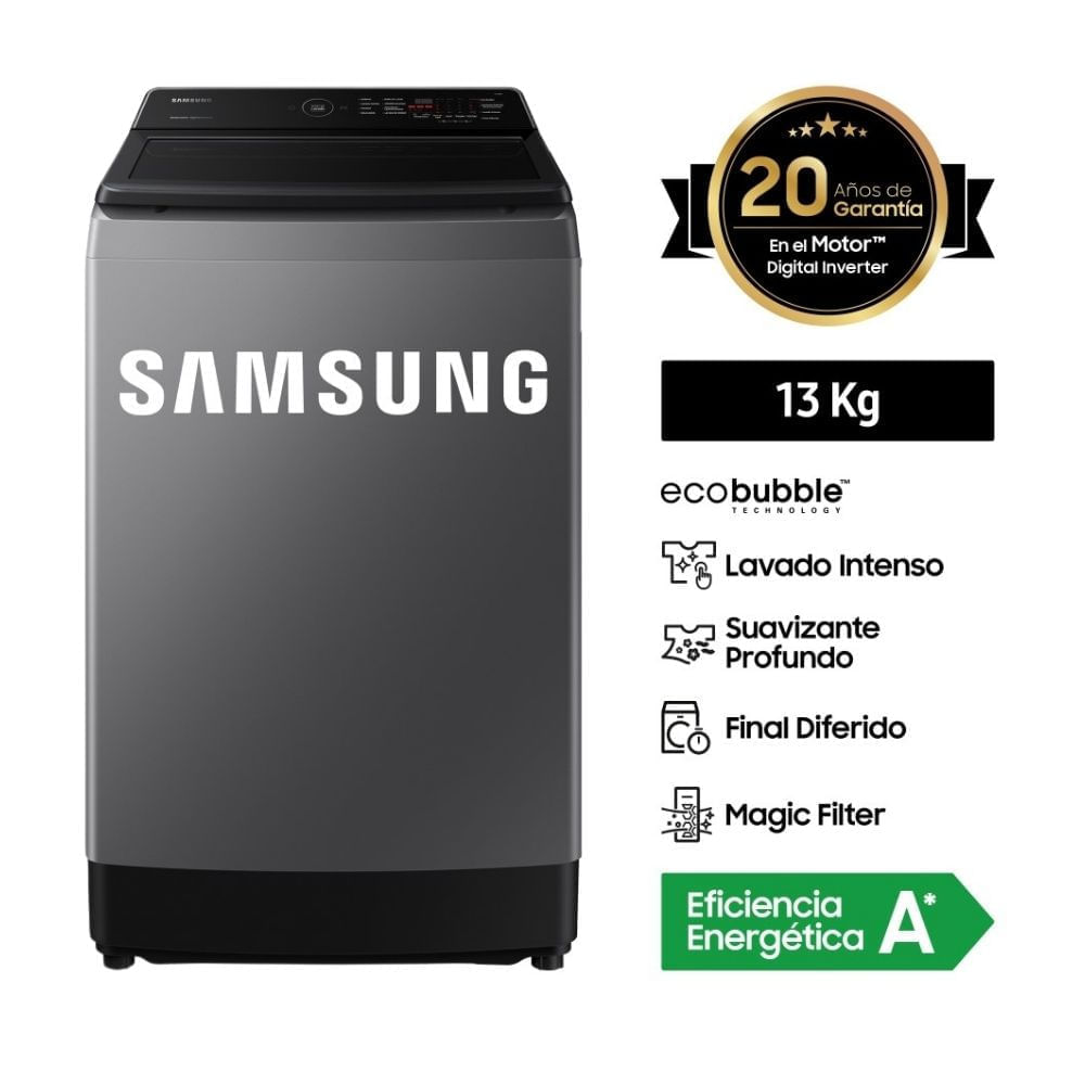 Lavadora Samsung Ecobubble 13kg Wa13cg5441bdpe