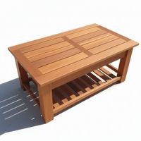 Mesa de Centro Paracas en Madera para Salas y Terrazas en Color Caramelo