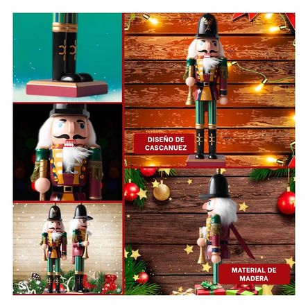 Cascanuez con Sombrero y Trompeta de 38 cm en Guinda Cascanuez con Sombrero y Trompeta de 38 cm en Guinda