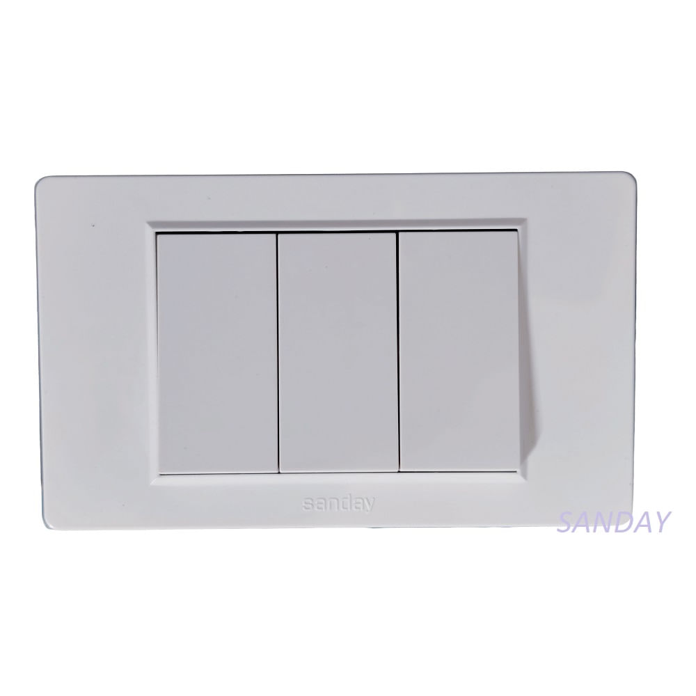 INTERRUPTOR CONMUTADOR DE 3 VIAS TRIPLE PLACA BLANCA Y DADOS BLANCOS SANDAY INTERRUPTOR CONMUTADOR DE 3 VIAS TRIPLE PLACA BLANCA Y DADOS BLANCOS SANDAY