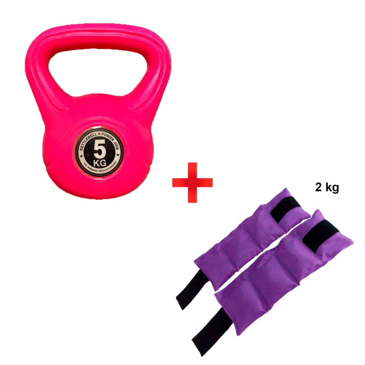 Pesa Rusa 5kg Rosada + Tobilleras 2kg Moradas