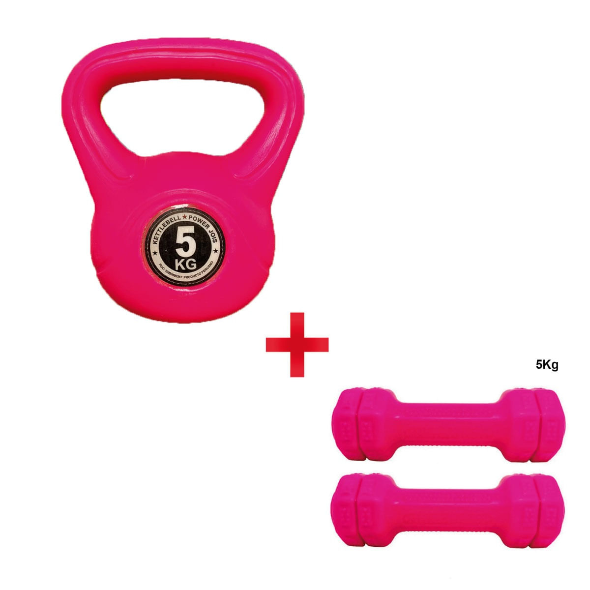 Pesa Rusa 5kg Rosada + Mancuernas 5kg