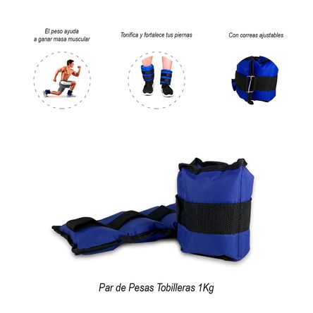 Par de Pesas Tobilleras Azules 1Kg Par de Pesas Tobilleras Azules 1Kg