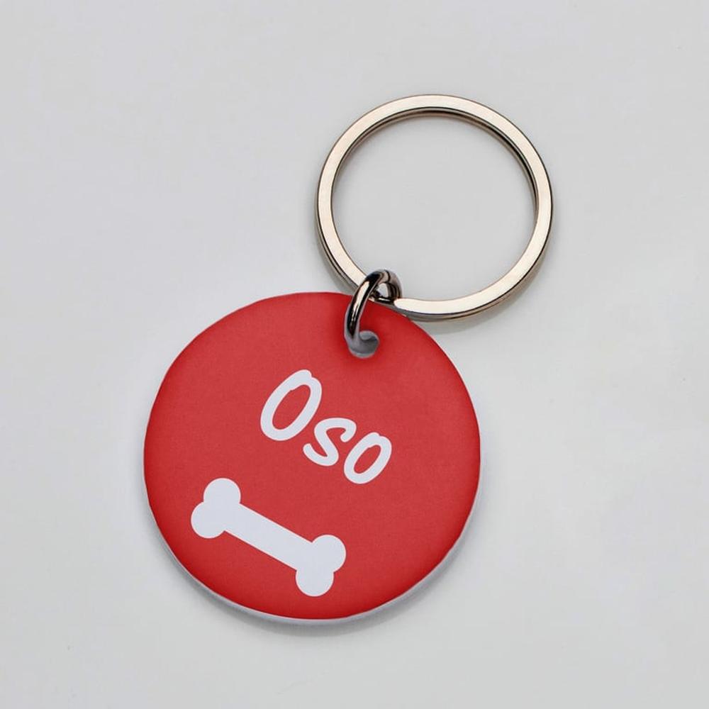 Placa de identificación perros gatos Hueso Rojo Placa de identificación perros gatos Hueso Rojo