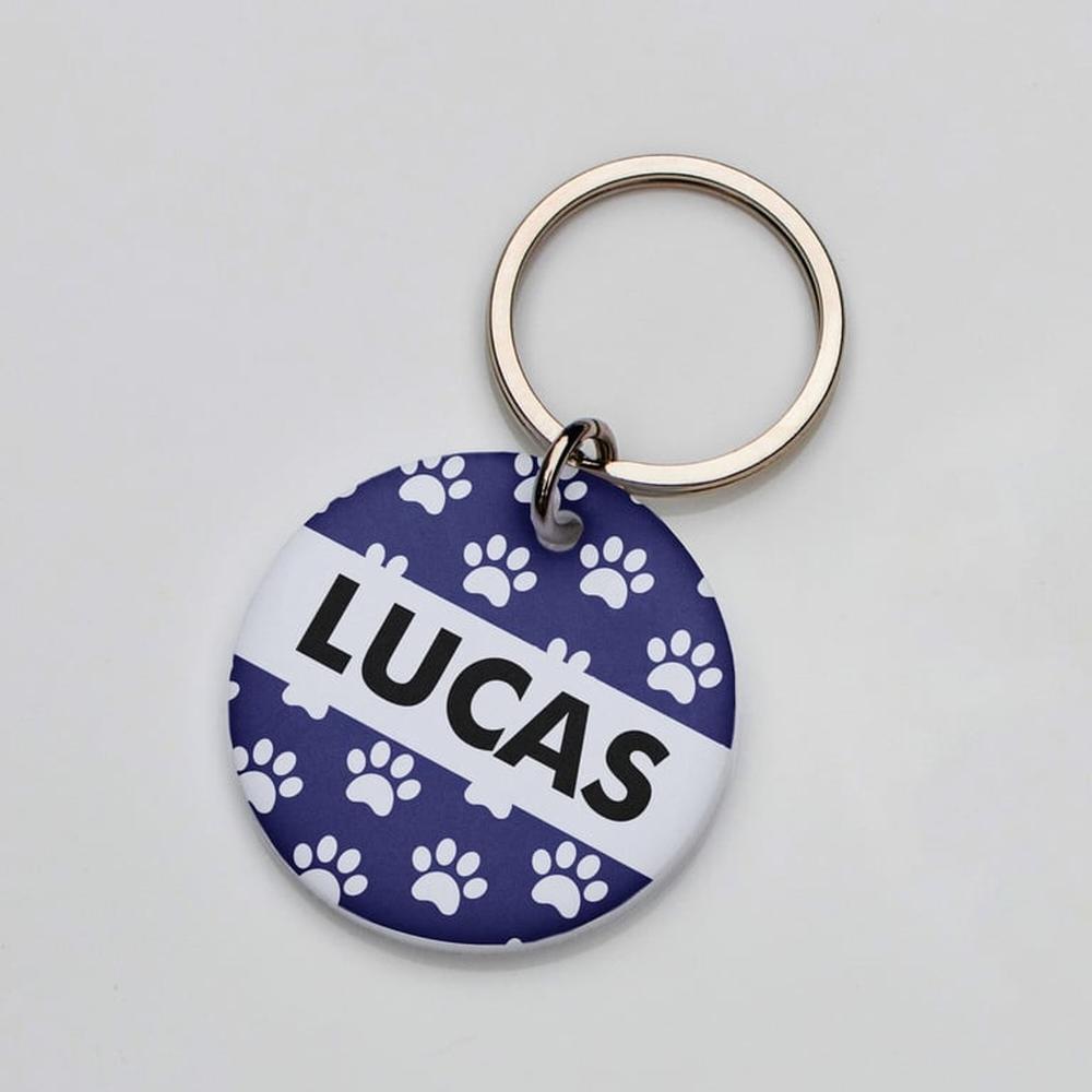 Placa de identificación perros gatos Huellitas Azul Placa de identificación perros gatos Huellitas Azul
