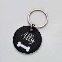 Placa de identificación perros gatos Hueso Negro
